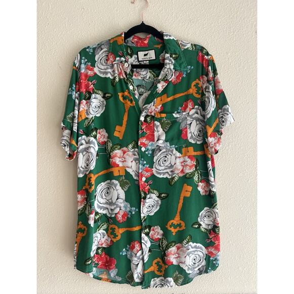 Maison Noir Button Down Shirt Men's Size Medium Floral Hawaiian Summer - Picture 1 of 7
